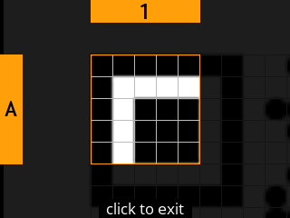 stock SeedSigner: Zoomed-in SeedQR transcription screen. Stock magnifies square A-1 of the 25-square Standard SeedQR transcription grid.