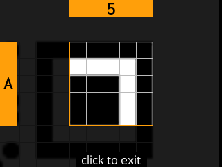 stock SeedSigner: Zoomed-in SeedQR transcription screen. Stock magnifies square A-5 of the 25-square Standard SeedQR transcription grid.