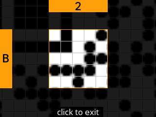 stock SeedSigner: Zoomed-in SeedQR transcription screen. Stock magnifies square B-2 of the 25-square Standard SeedQR transcription grid.