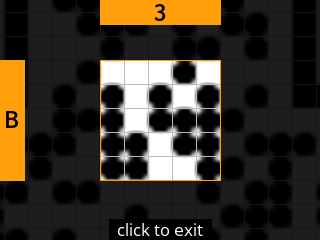 stock SeedSigner: Zoomed-in SeedQR transcription screen. Stock magnifies square B-3 of the 25-square Standard SeedQR transcription grid.