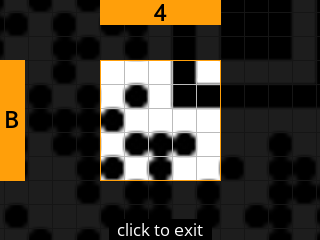 stock SeedSigner: Zoomed-in SeedQR transcription screen. Stock magnifies square B-4 of the 25-square Standard SeedQR transcription grid.