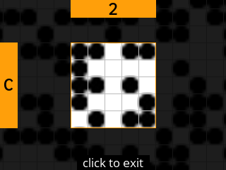 stock SeedSigner: Zoomed-in SeedQR transcription screen. Stock magnifies square C-2 of the 25-square Standard SeedQR transcription grid.
