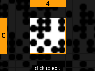 stock SeedSigner: Zoomed-in SeedQR transcription screen. Stock magnifies square C-4 of the 25-square Standard SeedQR transcription grid.