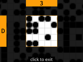 stock SeedSigner: Zoomed-in SeedQR transcription screen. Stock magnifies square D-3 of the 25-square Standard SeedQR transcription grid.
