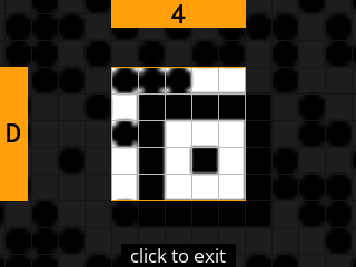 stock SeedSigner: Zoomed-in SeedQR transcription screen. Stock magnifies square D-4 of the 25-square Standard SeedQR transcription grid.